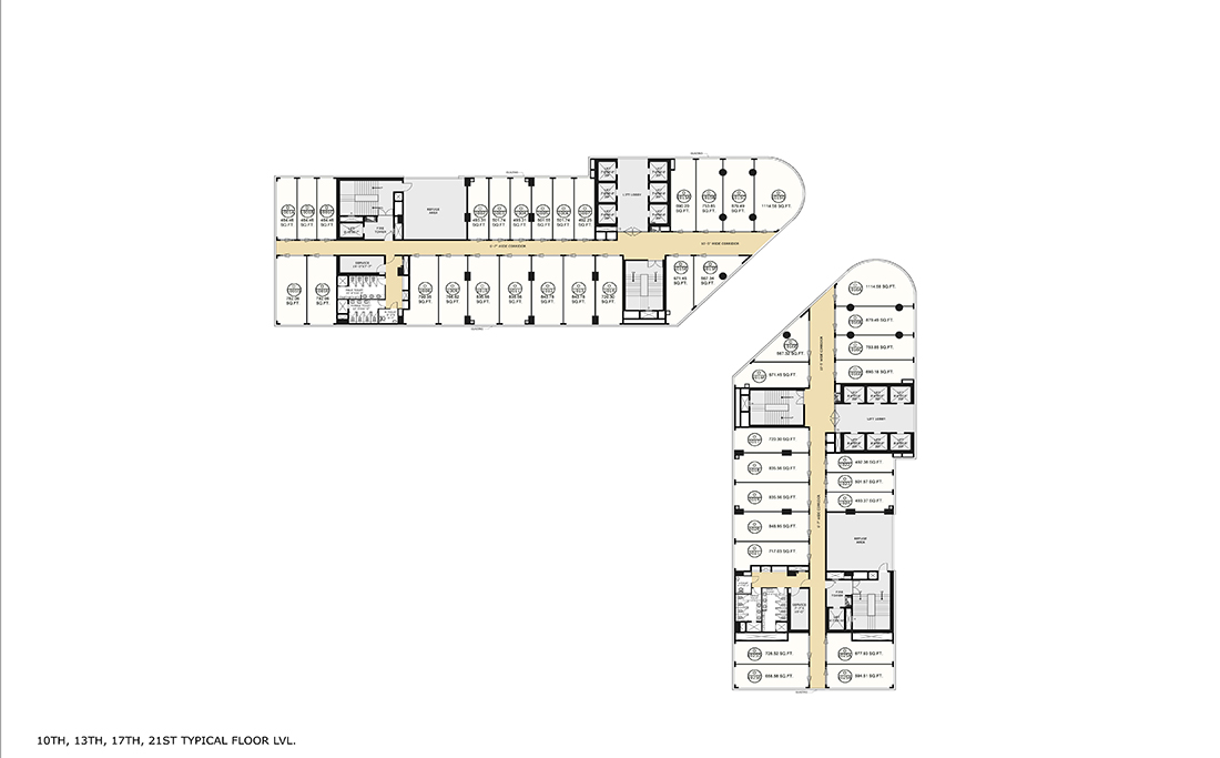 10th-13th-17th-21st Floor Plan